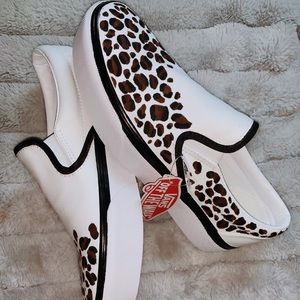 Custom painted cheetah print white high top vans